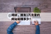 揭秘,拥有1万流量的网站能赚多少? 揭秘,拥有1万流量的网站能赚多少?