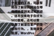 在WordPress领域中,流量统计是一个关键的工具,可以帮助你了解你的网站在哪些地方受到关注和欢迎。这不仅有助于你优化SEO策略,还可以帮助你了解潜在客户的需求和行为。,发现流量瓶颈,WordPress流量统计技巧与分析 在WordPress领域中,流量统计是一个关键的工具,可以帮助你了解你的网站在哪些地方受到关注和欢迎。这不仅有助于你优化SEO策略,还可以帮助你了解潜在客户的需求和行为。,发现流量瓶颈,WordPress流量统计技巧与分析