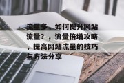 流量多,如何提升网站流量?,流量倍增攻略,提高网站流量的技巧与方法分享 流量多,如何提升网站流量?,流量倍增攻略,提高网站流量的技巧与方法分享