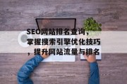 SEO网站排名查询,掌握搜索引擎优化技巧,提升网站流量与排名 SEO网站排名查询,掌握搜索引擎优化技巧,提升网站流量与排名