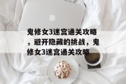 鬼修女3迷宫通关攻略，避开隐藏的挑战，鬼修女3迷宫通关攻略