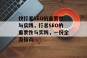 找行者SEO的重要性与实践,行者SEO的重要性与实践,一份全面指南 找行者SEO的重要性与实践,行者SEO的重要性与实践,一份全面指南