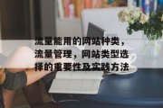 流量能用的网站种类,流量管理,网站类型选择的重要性及实践方法 流量能用的网站种类,流量管理,网站类型选择的重要性及实践方法