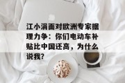 江小涓面对欧洲专家据理力争：你们电动车补贴比中国还高，为什么说我？