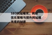 SEO网站曝光,揭秘优化策略与提升网站曝光度的秘密 SEO网站曝光,揭秘优化策略与提升网站曝光度的秘密