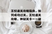 王权通关攻略指南，如何成功过关，王权通关攻略，神秘关卡一一破解！