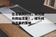 在互联网时代,如何提升网站流量?,提升网站流量的策略 在互联网时代,如何提升网站流量?,提升网站流量的策略