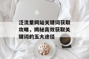 泛流量网站关键词获取攻略,揭秘高效获取关键词的五大途径 泛流量网站关键词获取攻略,揭秘高效获取关键词的五大途径
