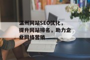 温州网站SEO优化,提升网站排名,助力企业网络营销 温州网站SEO优化,提升网站排名,助力企业网络营销