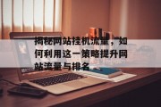 揭秘网站挂机流量,如何利用这一策略提升网站流量与排名 揭秘网站挂机流量,如何利用这一策略提升网站流量与排名