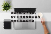网站SEO优化视频,全方位提升视频内容在搜索引擎中的排名 网站SEO优化视频,全方位提升视频内容在搜索引擎中的排名