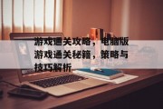 游戏通关攻略,电脑版游戏通关秘籍,策略与技巧解析 游戏通关攻略,电脑版游戏通关秘籍,策略与技巧解析