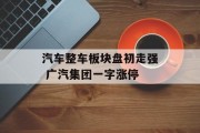 汽车整车板块盘初走强 广汽集团一字涨停 汽车整车板块盘初走强 广汽集团一字涨停