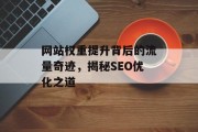 网站权重提升背后的流量奇迹,揭秘SEO优化之道 网站权重提升背后的流量奇迹,揭秘SEO优化之道