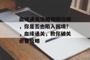 血缘通关攻略视频攻略，你是否也陷入困境？，血缘通关，教你破关必备攻略