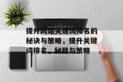 提升网站关键词排名的秘诀与策略，提升关键词排名，秘籍与策略