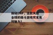 探秘DNF,这款风靡全球的格斗游戏究竟有何魅力? 探秘DNF,这款风靡全球的格斗游戏究竟有何魅力?