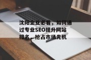 沈阳企业必看,如何通过专业SEO提升网站排名,抢占市场先机 沈阳企业必看,如何通过专业SEO提升网站排名,抢占市场先机