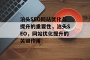 泊头SEO网站优化与提升的重要性,泊头SEO,网站优化提升的关键作用 泊头SEO网站优化与提升的重要性,泊头SEO,网站优化提升的关键作用