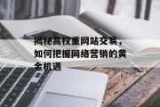 揭秘高权重网站交易,如何把握网络营销的黄金机遇 揭秘高权重网站交易,如何把握网络营销的黄金机遇