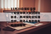 11月20日保险日报丨险资举牌次数创四年新高，两项保险业标准出炉，规范人身险和车险理赔服务