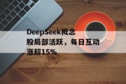 DeepSeek概念股局部活跃,每日互动涨超15% DeepSeek概念股局部活跃,每日互动涨超15%
