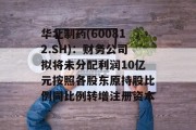 华北制药(600812.SH):财务公司拟将未分配利润10亿元按照各股东原持股比例同比例转增注册资本 华北制药(600812.SH):财务公司拟将未分配利润10亿元按照各股东原持股比例同比例转增注册资本