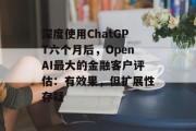 深度使用ChatGPT六个月后,OpenAI最大的金融客户评估:有效果,但扩展性存疑 深度使用ChatGPT六个月后,OpenAI最大的金融客户评估:有效果,但扩展性存疑