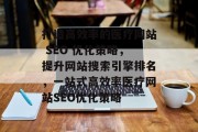 打造高效率的医疗网站 SEO 优化策略,提升网站搜索引擎排名,一站式高效率医疗网站SEO优化策略 打造高效率的医疗网站 SEO 优化策略,提升网站搜索引擎排名,一站式高效率医疗网站SEO优化策略