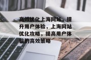 高效优化上海网站，提升用户体验，上海网站优化攻略，提高用户体验的高效策略