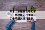 羊了个羊通关攻略七十三,全攻略,73关羊了个羊通关技巧分享