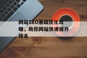 网站SEO基础优化攻略,助你网站快速提升排名 网站SEO基础优化攻略,助你网站快速提升排名