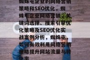 蜘蛛屯企业的网络营销策略和SEO优化,蜘蛛屯企业网络营销,关键词选择、搜索引擎优化策略及SEO优化实战案例分析,蜘蛛屯,如何有效利用网络营销策略提升网站流量与转化率 蜘蛛屯企业的网络营销策略和SEO优化,蜘蛛屯企业网络营销,关键词选择、搜索引擎优化策略及SEO优化实战案例分析,蜘蛛屯,如何有效利用网络营销策略提升网站流量与转化率
