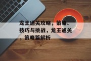 龙王通关攻略,策略、技巧与挑战,龙王通关,策略篇解析 龙王通关攻略,策略、技巧与挑战,龙王通关,策略篇解析