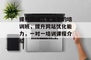 提升网站优化水平的培训班,提升网站优化能力,一对一培训课程介绍 提升网站优化水平的培训班,提升网站优化能力,一对一培训课程介绍