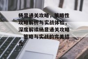 杨显通关攻略，策略性攻略解析与实战体验，深度解读杨显通关攻略，策略与实战的完美结合