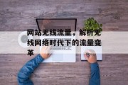 网站无线流量,解析无线网络时代下的流量变革 网站无线流量,解析无线网络时代下的流量变革