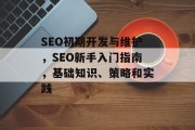 SEO初期开发与维护,SEO新手入门指南,基础知识、策略和实践 SEO初期开发与维护,SEO新手入门指南,基础知识、策略和实践