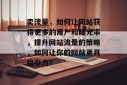 卖流量,如何让网站获得更多的用户和曝光率,提升网站流量的策略,如何让你的网站更具吸引力? 卖流量,如何让网站获得更多的用户和曝光率,提升网站流量的策略,如何让你的网站更具吸引力?