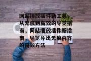 网站播放插件新工具，从无痕到高效的导览指南，网站播放插件新指南，导览导出无痕内容的高效方法