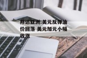 邦达亚洲:美元反弹油价回落 美元加元小幅收涨 邦达亚洲:美元反弹油价回落 美元加元小幅收涨