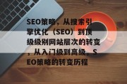 SEO策略,从搜索引擎优化(SEO)到顶级级别网站层次的转变,从入门级到高级,SEO策略的转变历程 SEO策略,从搜索引擎优化(SEO)到顶级级别网站层次的转变,从入门级到高级,SEO策略的转变历程