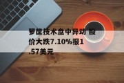 箩筐技术盘中异动 股价大跌7.10%报1.57美元 箩筐技术盘中异动 股价大跌7.10%报1.57美元