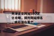 天津企业网站SEO优化攻略,提升网站排名,吸引潜在客户 天津企业网站SEO优化攻略,提升网站排名,吸引潜在客户