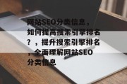 网站SEO分类信息，如何提高搜索引擎排名？，提升搜索引擎排名，全面理解网站SEO分类信息