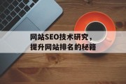 网站SEO技术研究,提升网站排名的秘籍 网站SEO技术研究,提升网站排名的秘籍