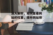 深入解析,如何查看网站的权重,提升网站排名 深入解析,如何查看网站的权重,提升网站排名