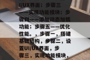 构建网站的五大步骤,步骤一——搭建基础结构;步骤二——设置UI/UX界面;步骤三——实现功能模块;步骤四——添加动态加载功能;步骤五——优化性能。,步骤一,搭建基础结构,步骤二,设置UI/UX界面,步骤三,实现功能模块,步骤四,添加动态加载功能,步骤五,优化性能 构建网站的五大步骤,步骤一——搭建基础结构;步骤二——设置UI/UX界面;步骤三——实现功能模块;步骤四——添加动态加载功能;步骤五——优化性能。,步骤一,搭建基础结构,步骤二,设置UI/UX界面,步骤三,实现功能模块,步骤四,添加动态加载功能,步骤五,优化性能