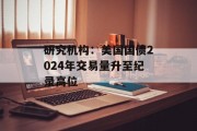 研究机构:美国国债2024年交易量升至纪录高位 研究机构:美国国债2024年交易量升至纪录高位
