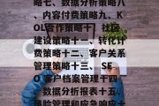 网站流量限制的策略，网站流量管理，策略一、优化内容策略二、联盟推广策略三、社交媒体营销策略四、搜索引擎优化策略五、数字广告策略六、移动优先策略七、数据分析策略八、内容付费策略九、KOL合作策略十、社区建设策略十一、转化计费策略十二、客户关系管理策略十三、 SEO 客户档案管理十四、数据分析报表十五、风险管理和应急响应十六、持续优化和适应性维护十七、数据驱动的决策支持十八、危机公关和风险管理十九、定期评估和调整策略二十、数字化转型与业务转型的核心。